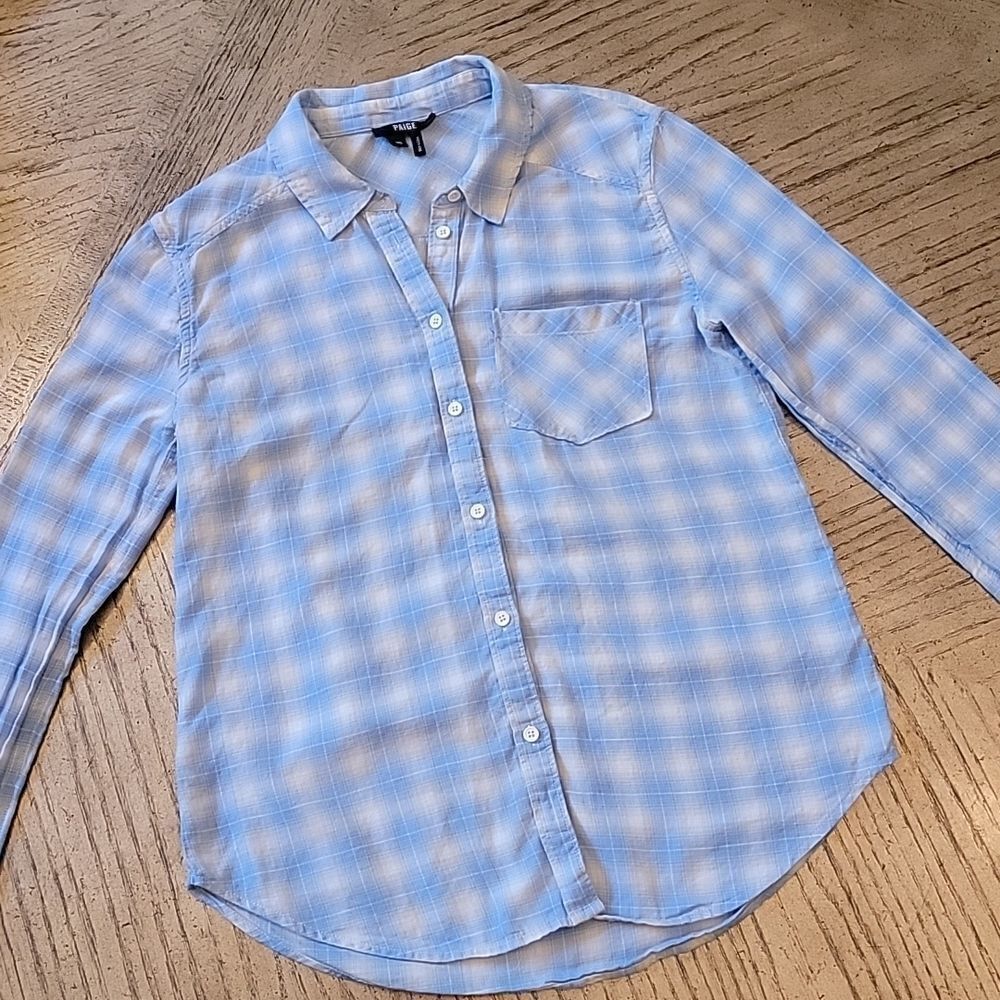 Blue plaid Button down shirt size XS PAIGE 💙